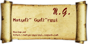 Matyé Györgyi névjegykártya